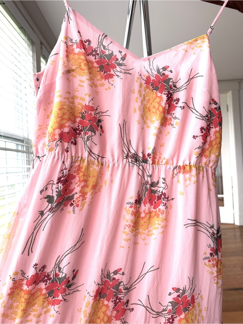 J. Crew Mercantile Pink Floral Spaghetti Strap Sundress, Maxi Length